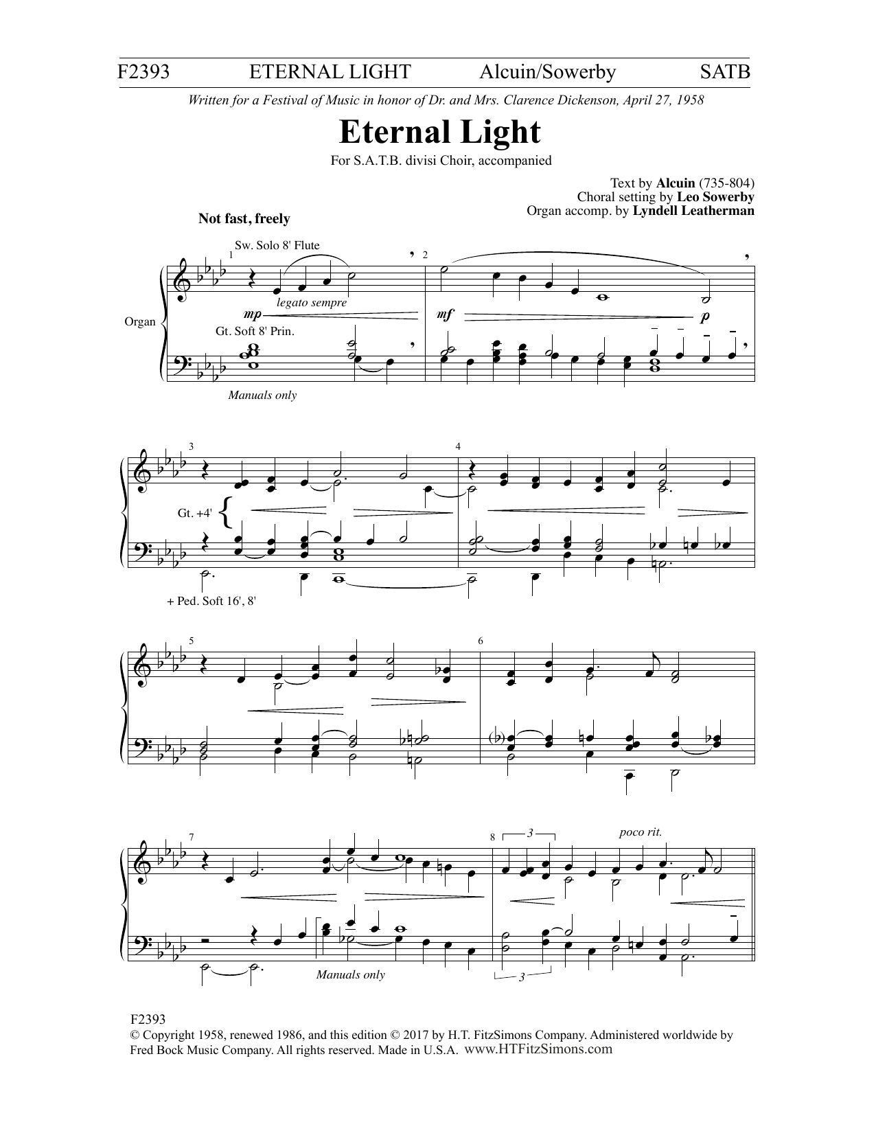 Leo Sowerby Eternal Light sheet music notes and chords. Download Printable PDF.