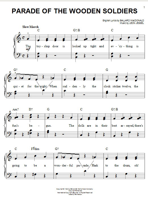 Ballard MacDonald Parade Of The Wooden Soldiers sheet music notes and chords. Download Printable PDF.