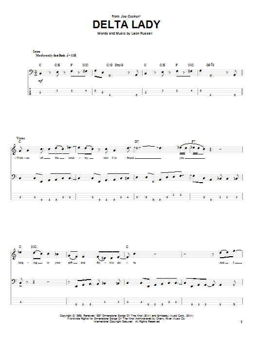 Leon Russell Delta Lady sheet music notes and chords. Download Printable PDF.