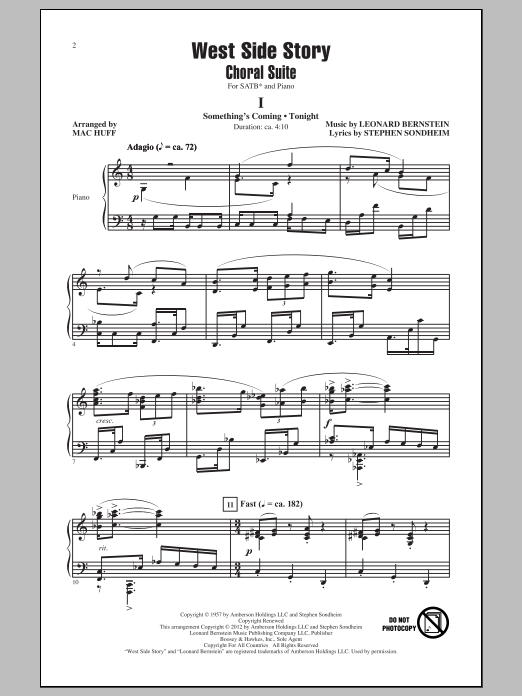 Leonard Bernstein West Side Story (Choral Suite) (arr. Mac Huff) sheet music notes and chords. Download Printable PDF.