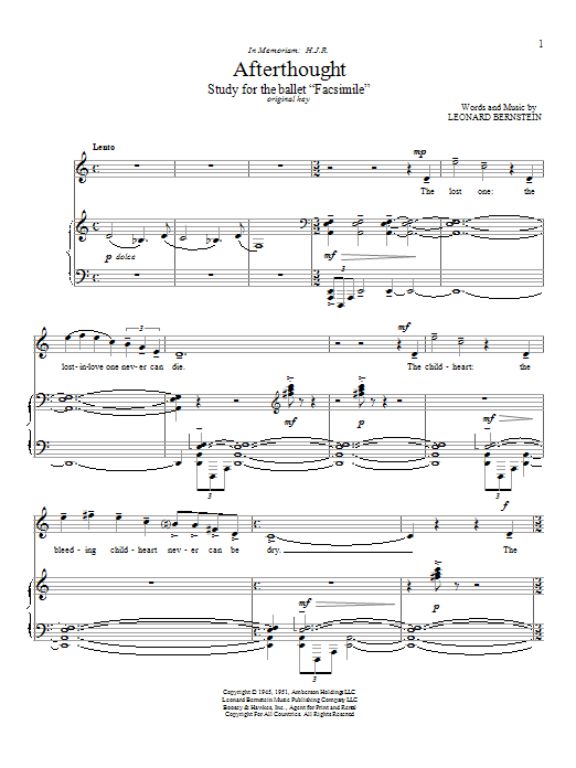 Leonard Bernstein Afterthought sheet music notes and chords. Download Printable PDF.