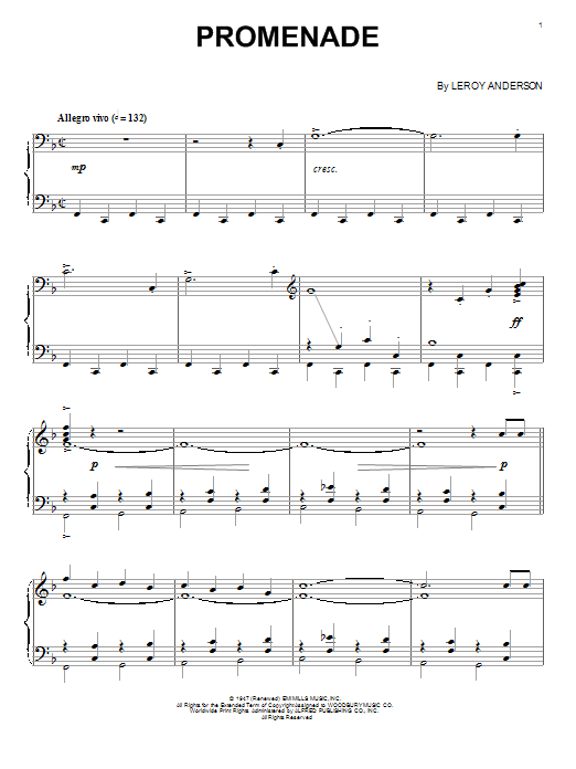 Leroy Anderson Promenade sheet music notes and chords. Download Printable PDF.