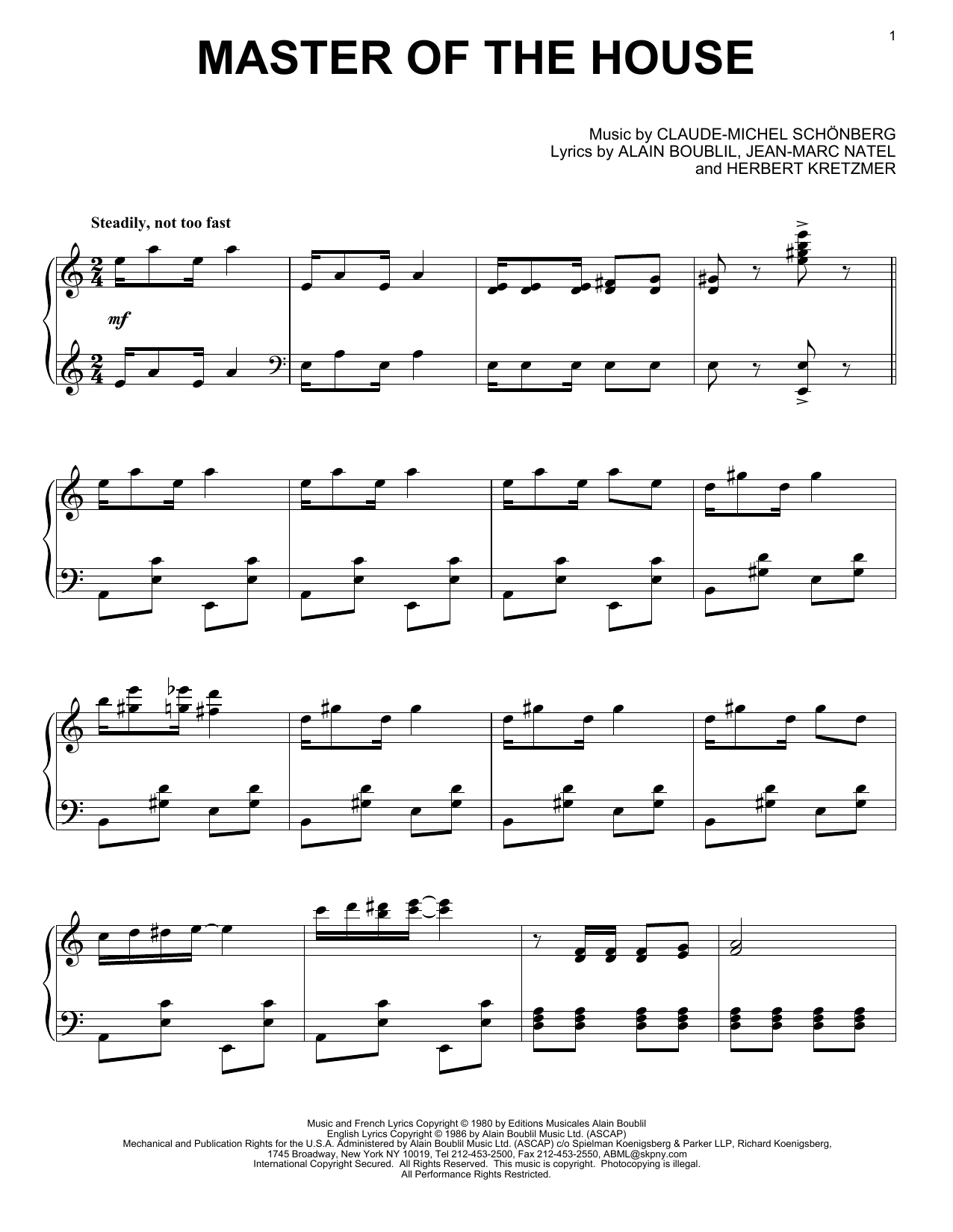 Learn to play Les Miserables (Musical) Master Of The House sheet music for Piano Solo in minutes. Les Miserables (Musical) Master Of The House sheet music notes and chords