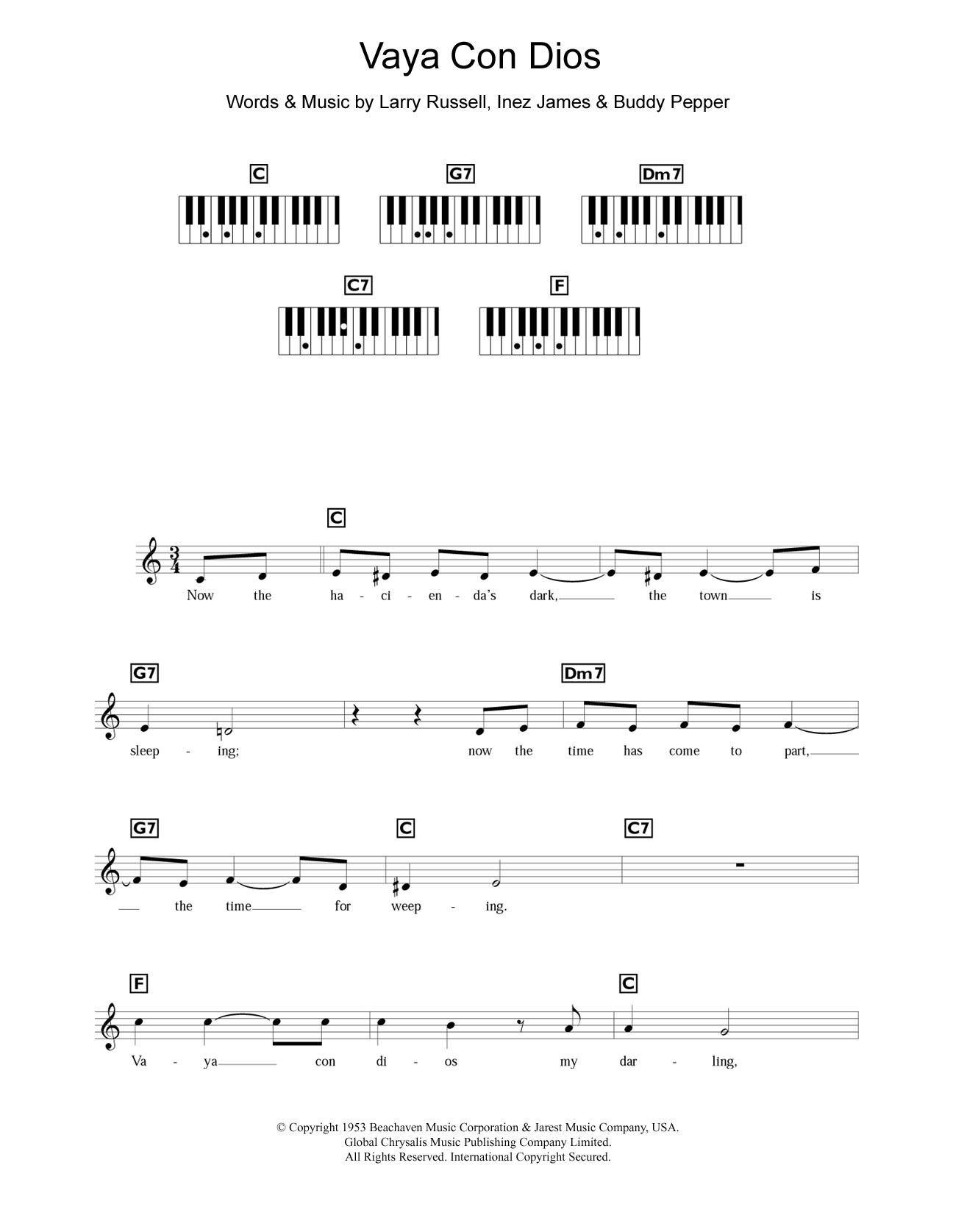 Les Paul Vaya Con Dios sheet music notes and chords. Download Printable PDF.