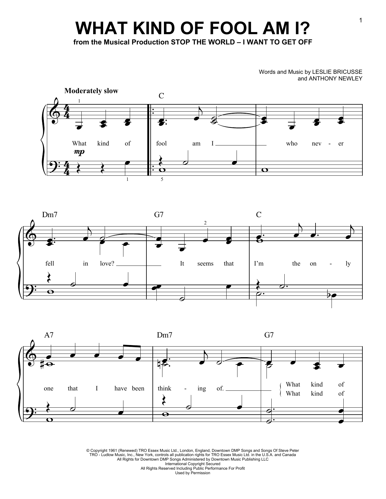 Leslie Bricusse What Kind Of Fool Am I? sheet music notes and chords. Download Printable PDF.