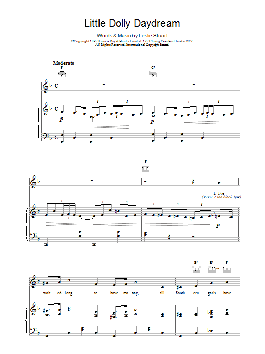 Leslie Stuart Little Dolly Daydream sheet music notes and chords - Download Printable PDF and start playing in minutes.