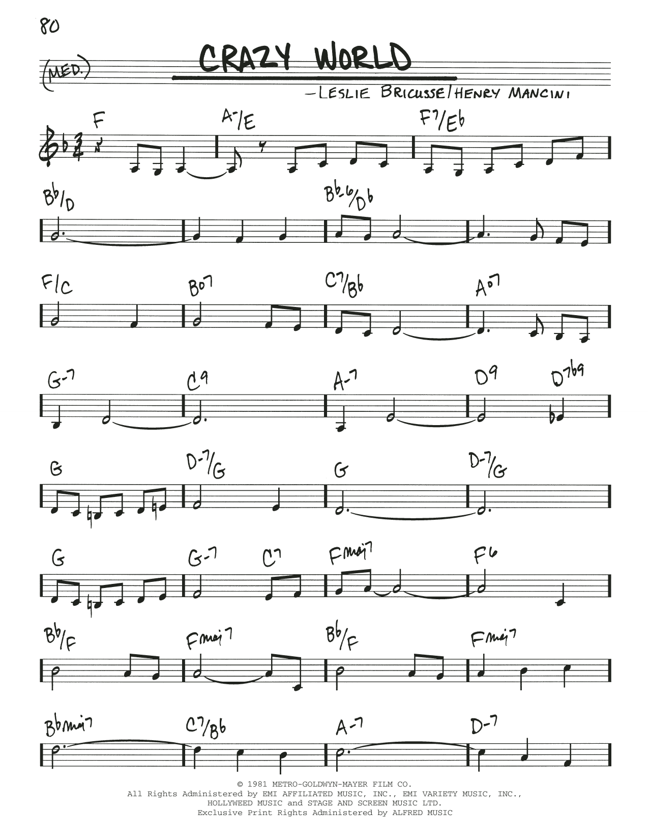 Leslie Bricusse Crazy World sheet music notes and chords. Download Printable PDF.