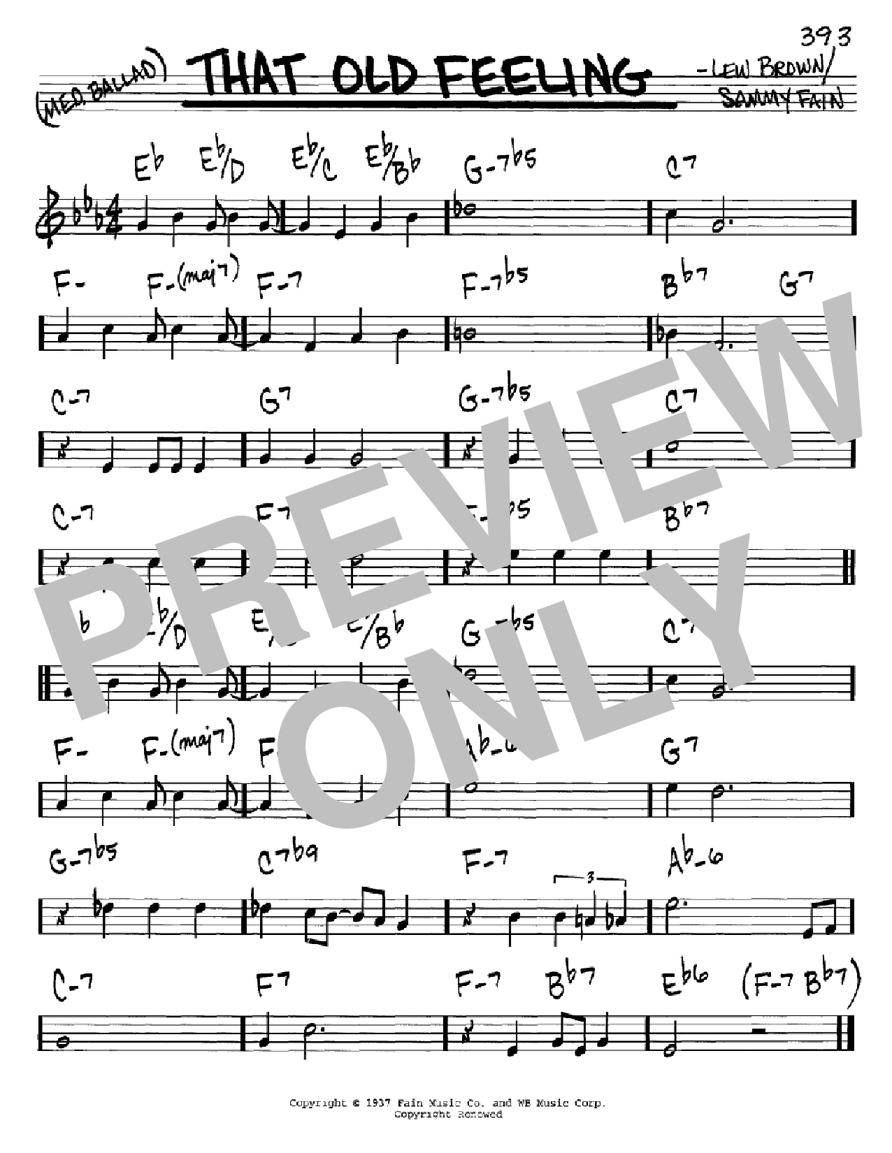 Lew Brown That Old Feeling sheet music notes and chords. Download Printable PDF.