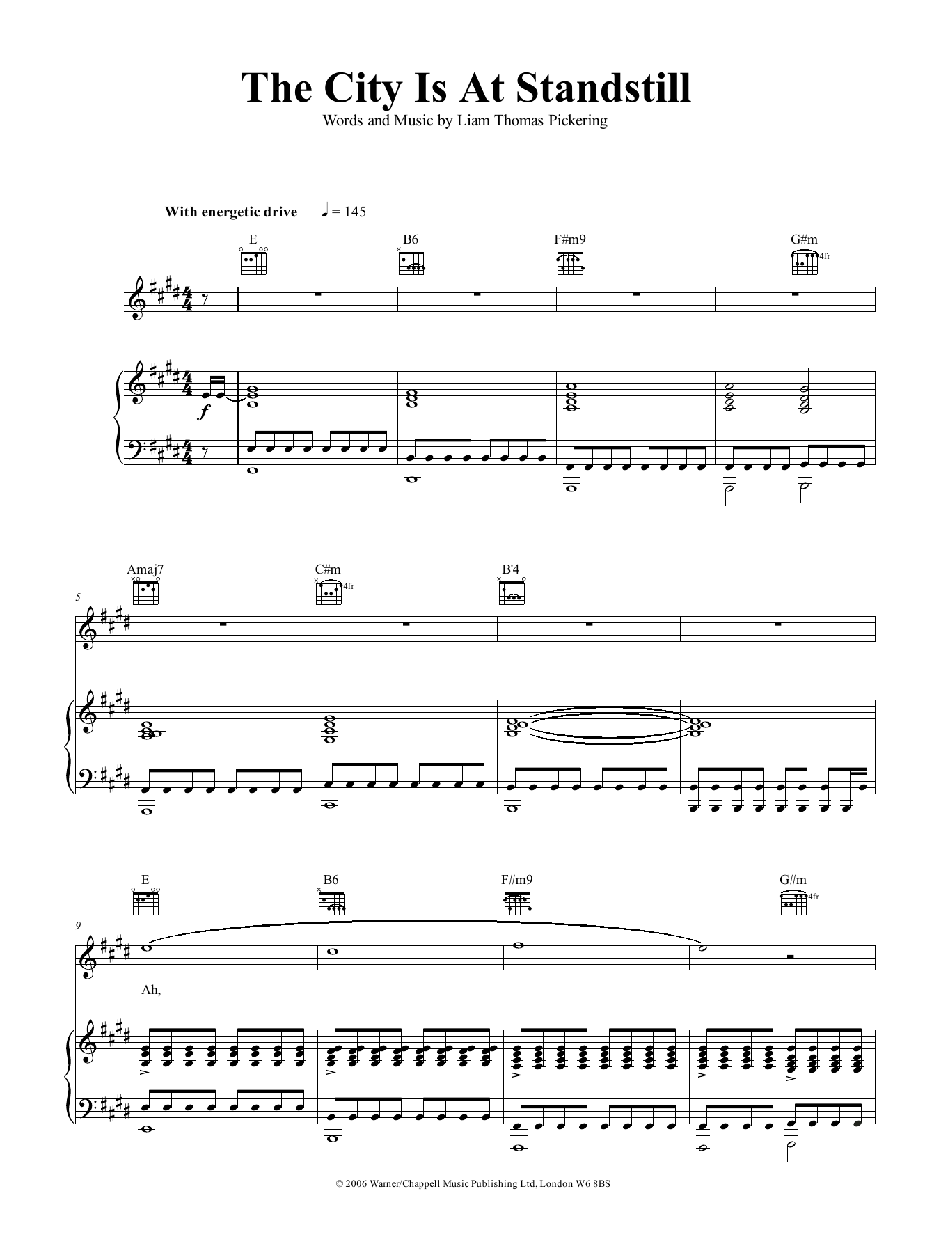 Liam Frost & The Slowdown Family The City Is At A Standstill sheet music notes and chords arranged for Piano, Vocal & Guitar Chords (Right-Hand Melody)