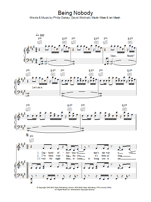 Richard X vs. Liberty X Being Nobody sheet music notes and chords. Download Printable PDF.