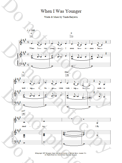 The Lighthouse Family When I Was Younger sheet music notes and chords - Download Printable PDF and start playing in minutes.