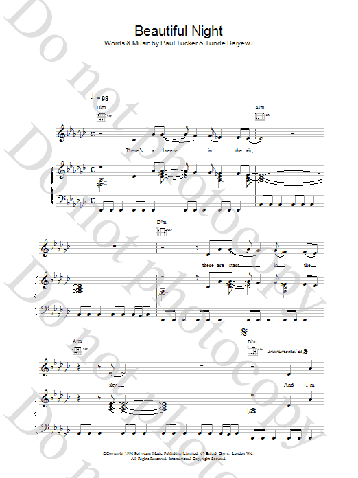 The Lighthouse Family Beautiful Night sheet music notes and chords. Download Printable PDF.