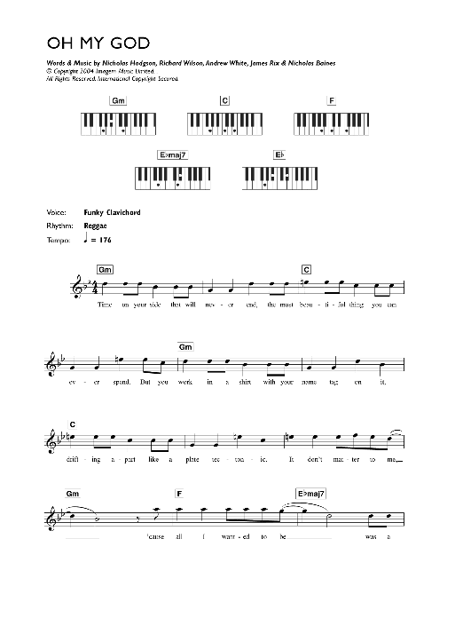 Lily Allen Oh My God sheet music notes and chords. Download Printable PDF.