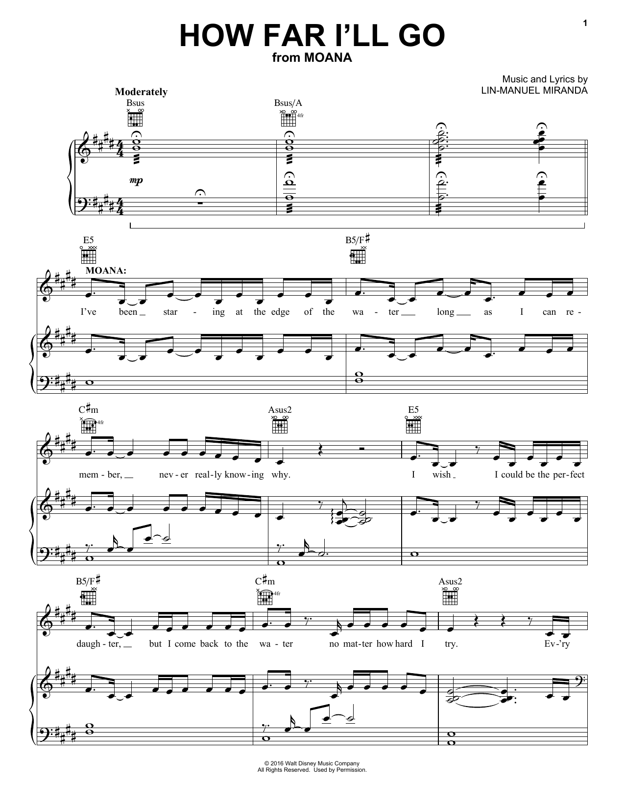 Ryg, ryg, ryg del ristet brød Nebu Lin-Manuel Miranda "How Far I'll Go (from Moana)" Sheet Music PDF Notes,  Chords | Children Score Ukulele Download Printable. SKU: 179466