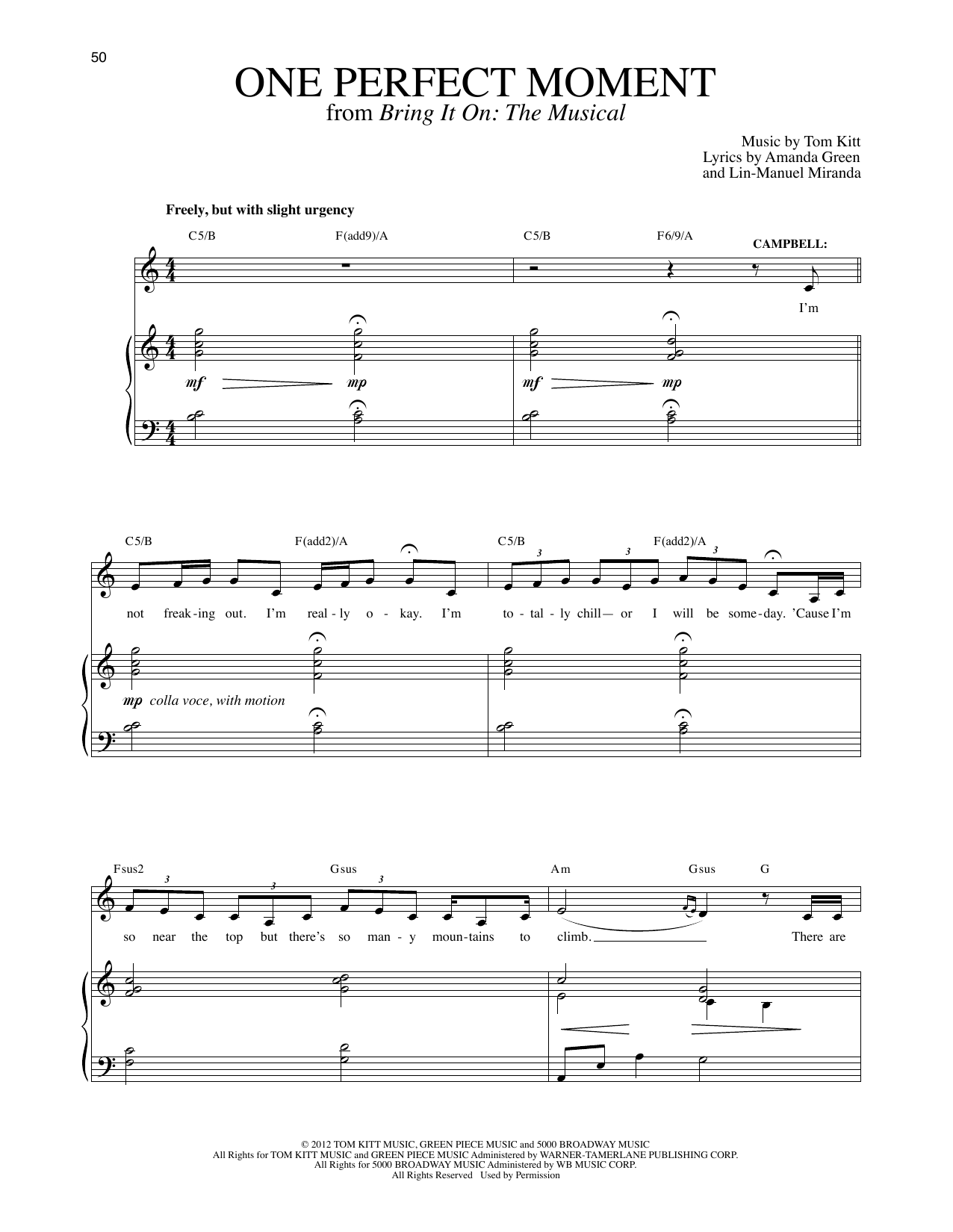 Lin Manuel Miranda One Perfect Moment Sheet Music Pdf Notes Chords Musical Show Score Piano Vocal Download Printable Sku 154287