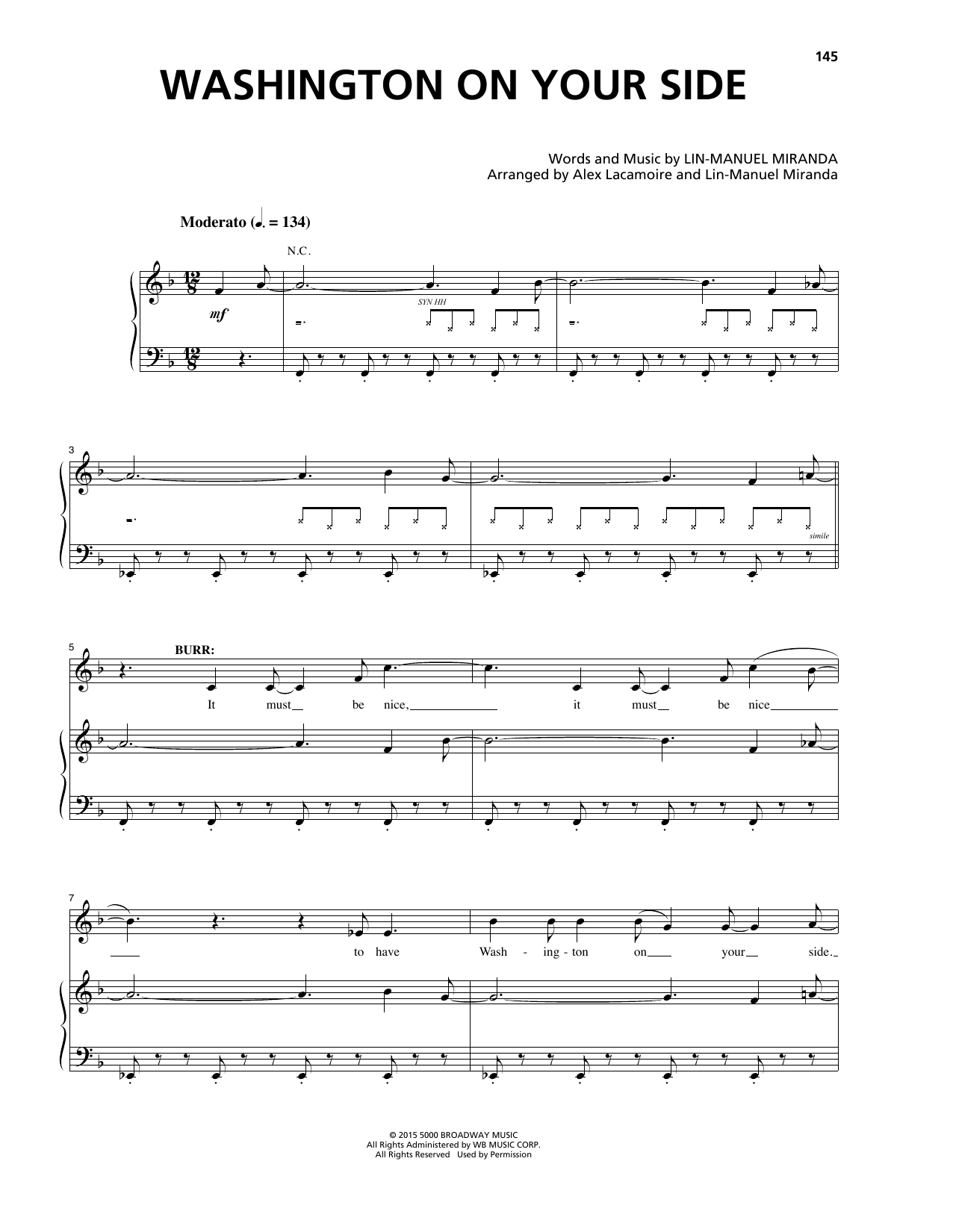 Learn to play Lin-Manuel Miranda Washington On Your Side (from Hamilton) sheet music for Piano & Vocal in minutes. Lin-Manuel Miranda Washington On Your Side (from Hamilton) sheet music notes and chords. Download Printable PDF.