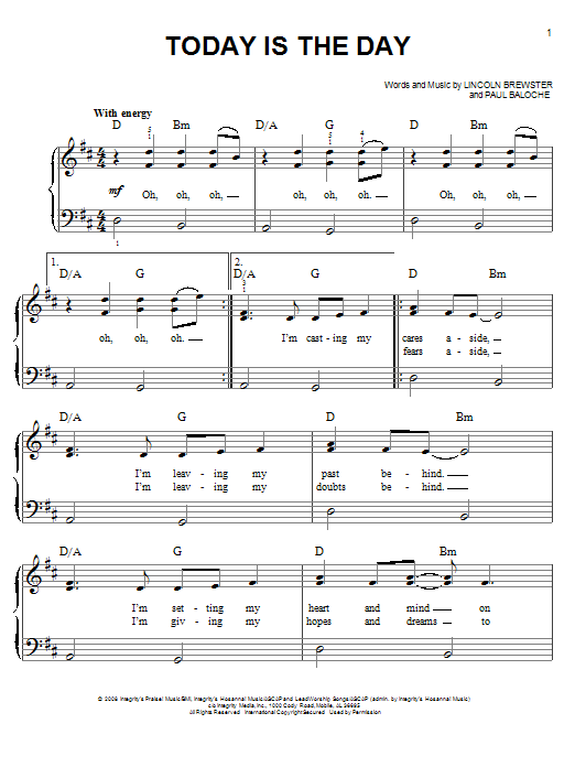 Lincoln Brewster Today Is The Day sheet music notes and chords. Download Printable PDF.