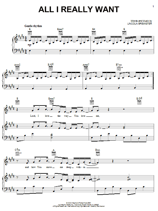 Learn to play Lincoln Brewster All I Really Want sheet music for Guitar Tab in minutes. Price: 7.8900$ Lincoln Brewster All I Really Want sheet music notes and chords arranged for Guitar Tab