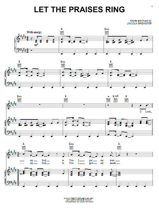 Lincoln Brewster Let The Praises Ring sheet music notes and chords. Download Printable PDF.