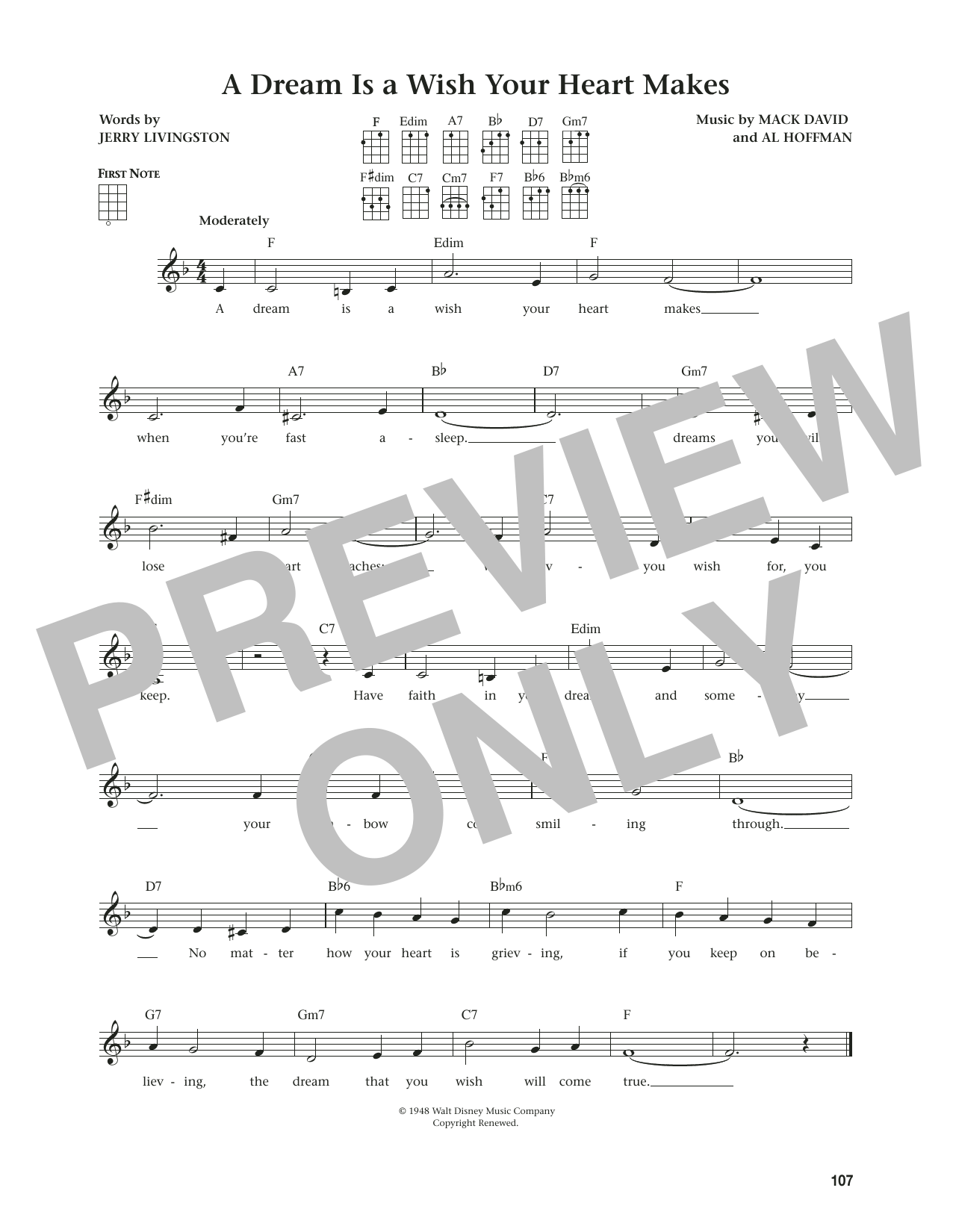 Linda Ronstadt A Dream Is A Wish Your Heart Makes (from The Daily Ukulele) (arr. Jim Beloff) sheet music notes and chords. Download Printable PDF.