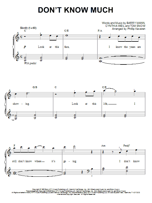 Linda Ronstadt & Aaron Neville Don't Know Much sheet music notes and chords. Download Printable PDF.