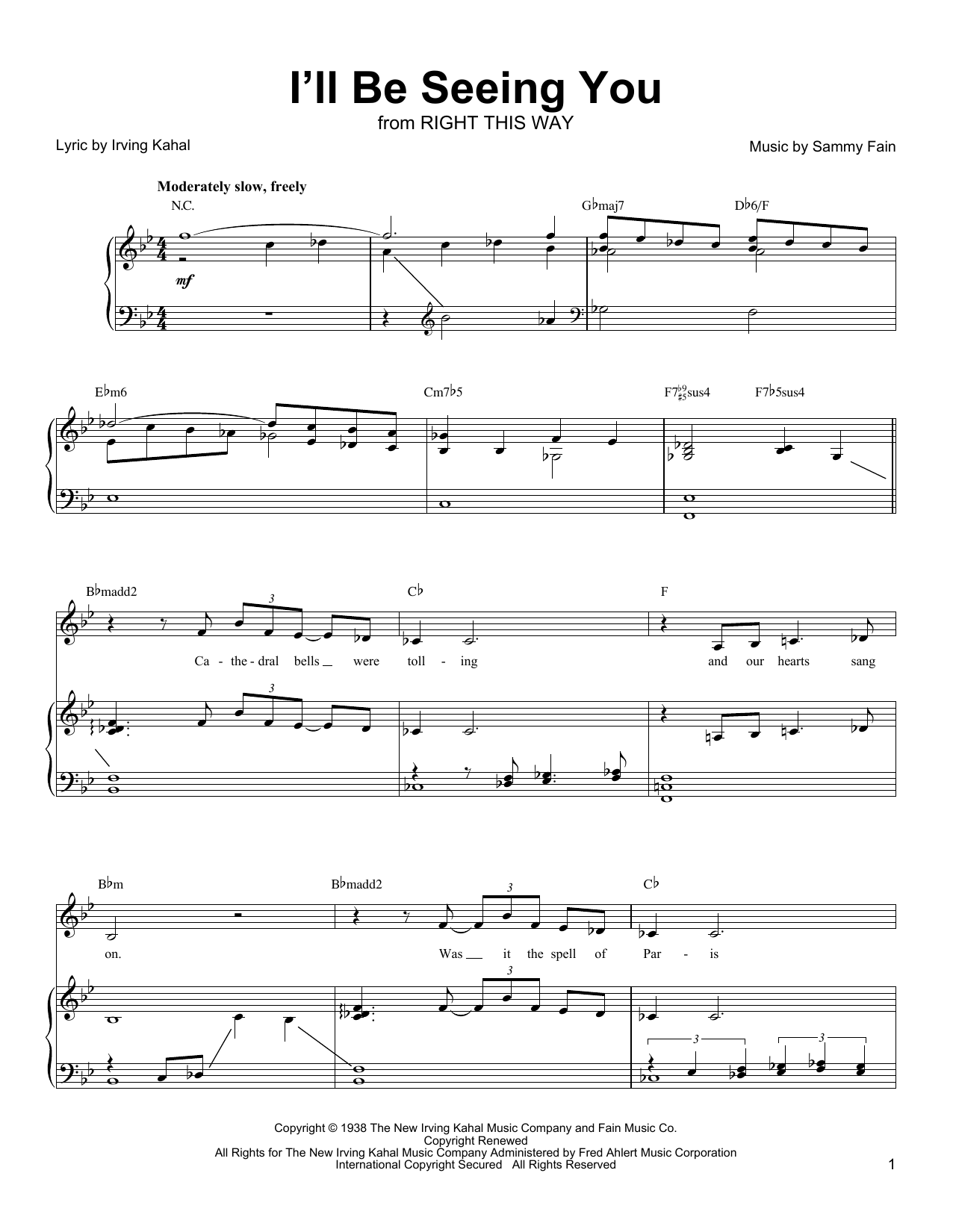 Linda Eder I'll Be Seeing You sheet music notes and chords. Download Printable PDF.