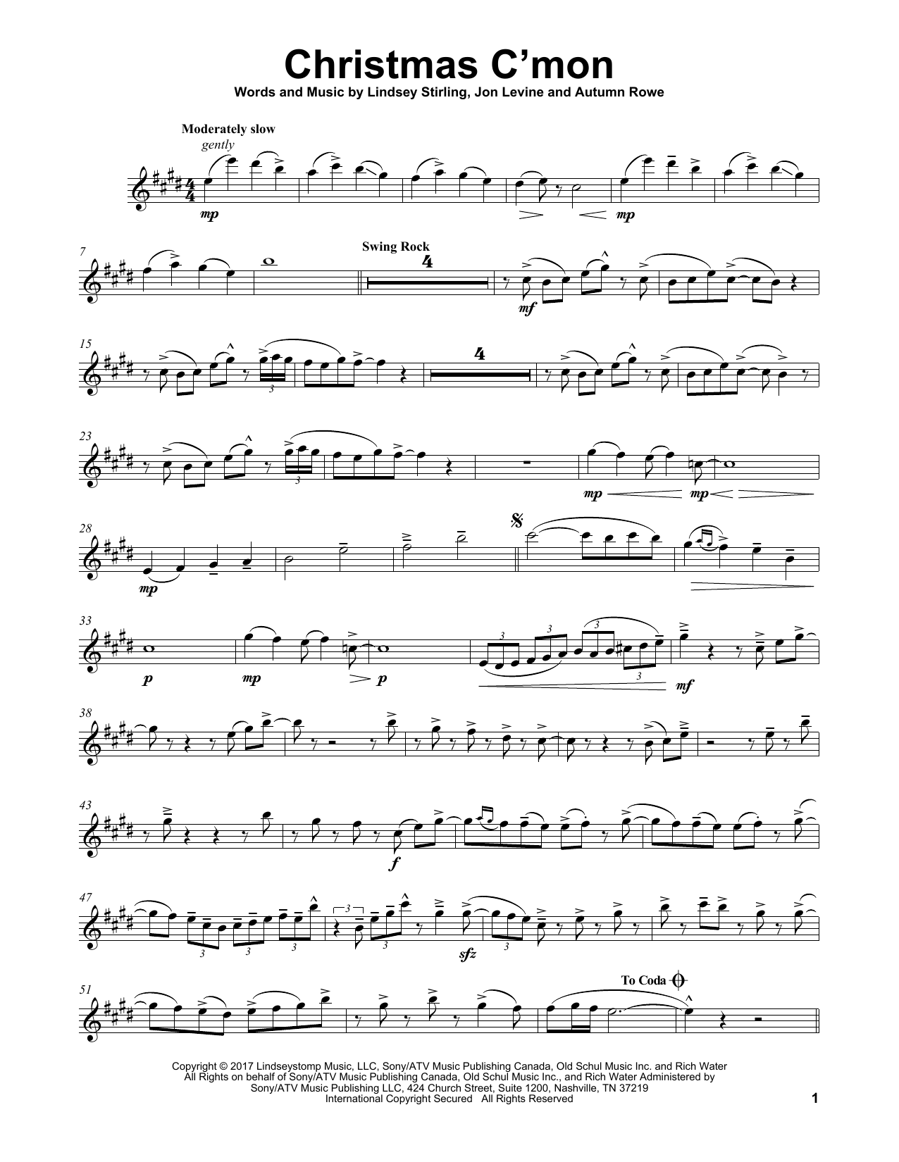 Lindsey Stirling Christmas C'mon sheet music notes and chords. Download Printable PDF.