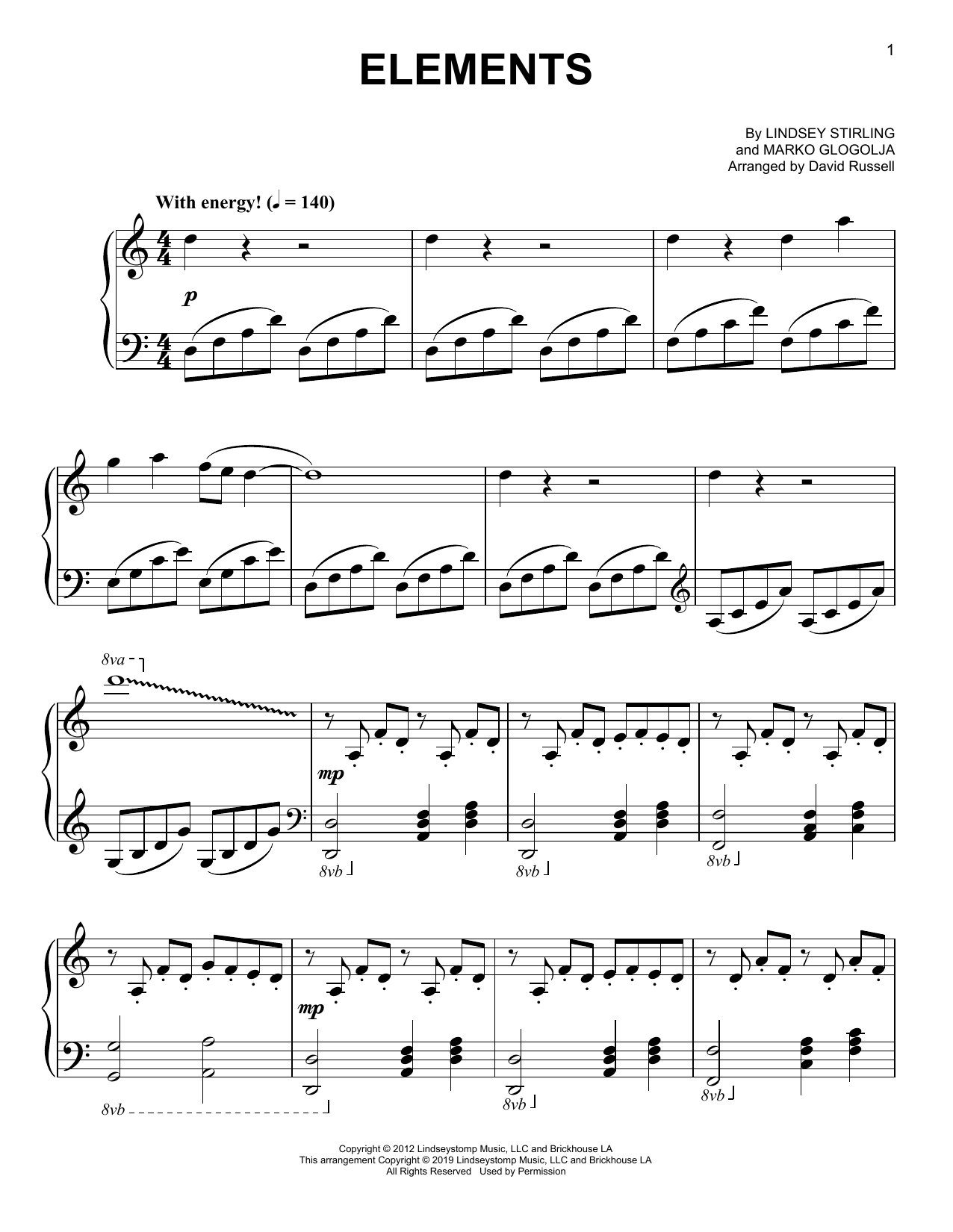 Lindsey Stirling Elements sheet music notes and chords. Download Printable PDF.