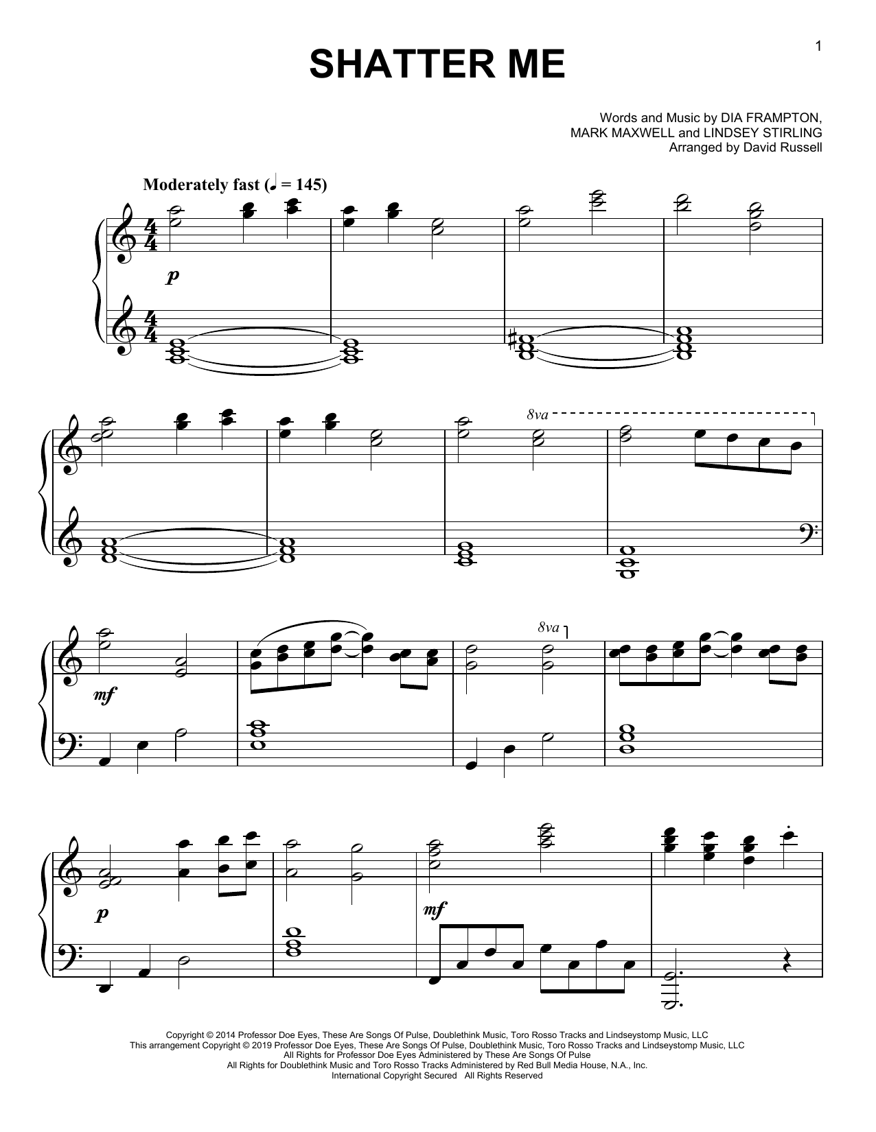 Lindsey Stirling Shatter Me Sheet Music Chords Lyrics Download Printable New Age Pdf