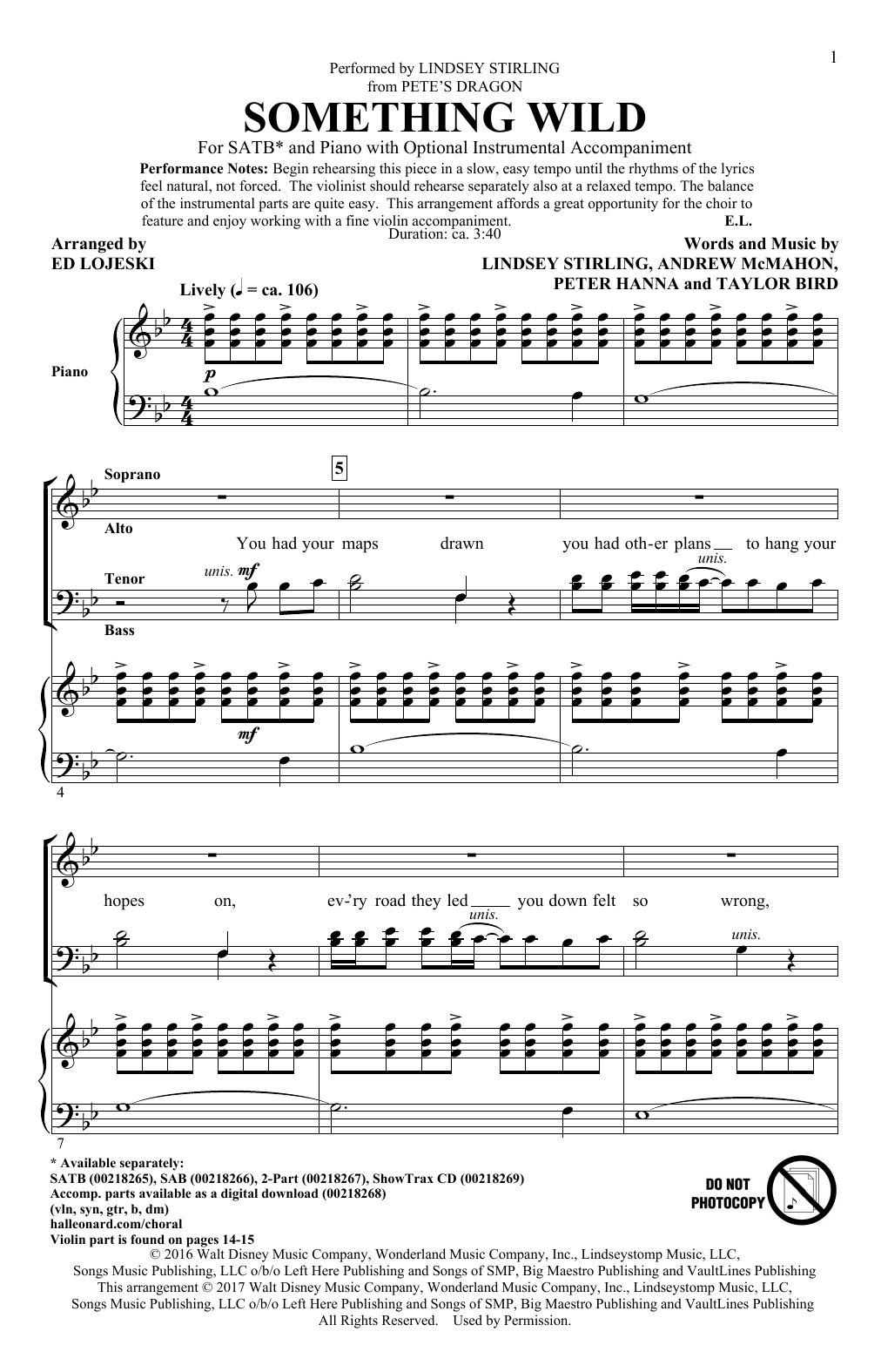 Learn to play Lindsey Stirling Something Wild (arr. Ed Lojeski) sheet music for 2-Part Choir in minutes. Price: 3.9900$ Lindsey Stirling Something Wild (arr. Ed Lojeski) sheet music notes and chords arranged for 2-Part Choir
