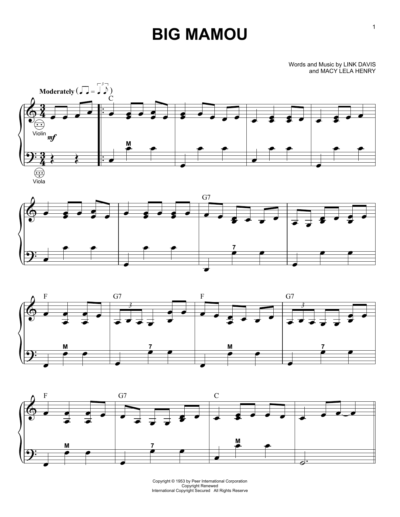 Link Davis Big Mamou sheet music notes and chords. Download Printable PDF.