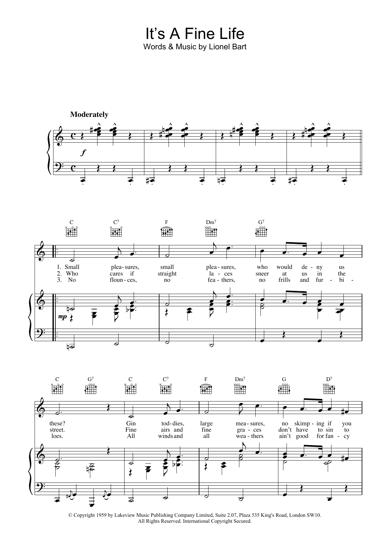 Learn to play Lionel Bart It's A Fine Life (from Oliver!) sheet music for Piano, Vocal & Guitar (Right-Hand Melody) in minutes. Lionel Bart It's A Fine Life (from Oliver!) sheet music notes and chords