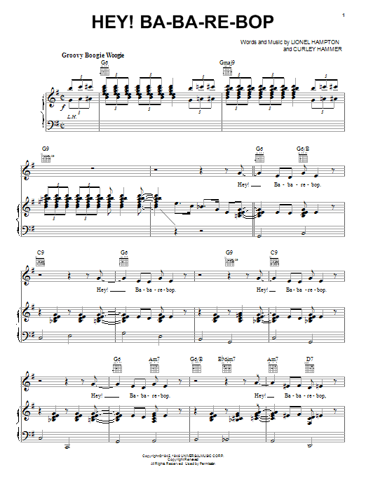 Lionel Hampton Hey! Ba-Ba-Re-Bop sheet music notes and chords. Download Printable PDF.