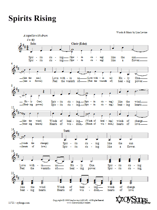 Lisa Levine Spirits Rising sheet music notes and chords. Download Printable PDF.