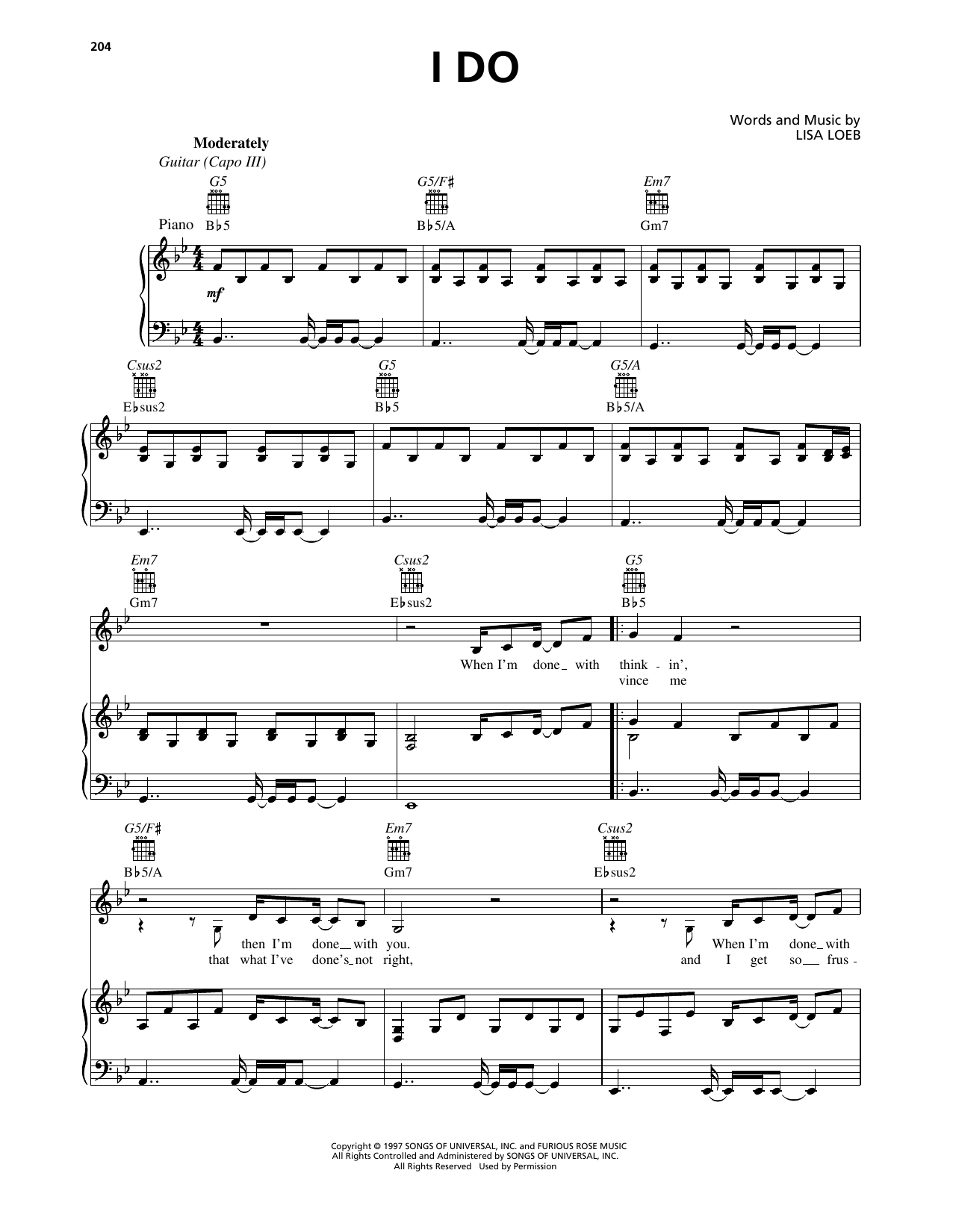 Lisa Loeb I Do sheet music notes and chords. Download Printable PDF.