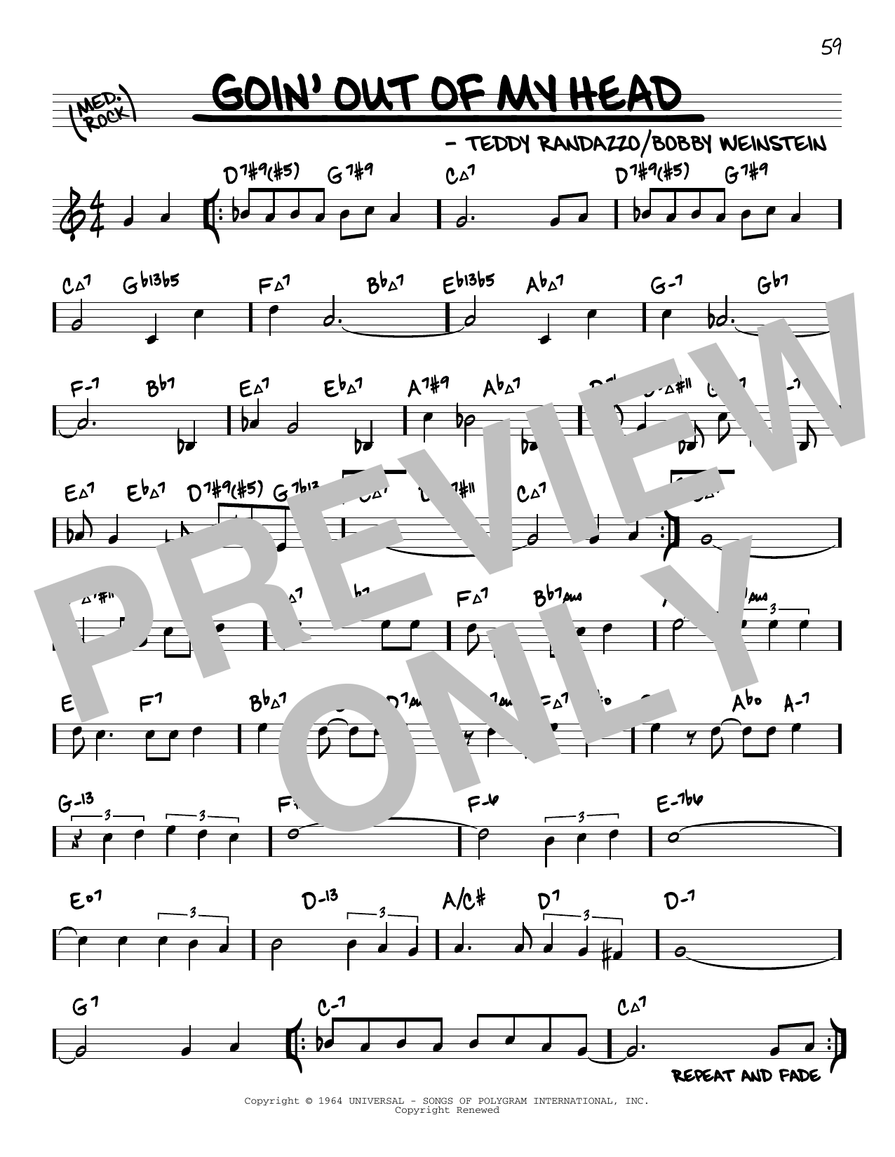 Learn to play Little Anthony & The Imperials Goin' Out Of My Head (arr. David Hazeltine) sheet music for Real Book – Enhanced Chords in minutes. Price: 5.9900$ Little Anthony & The Imperials Goin' Out Of My Head (arr. David Hazeltine) sheet music notes and chords arranged for Real Book – Enhanced Chords