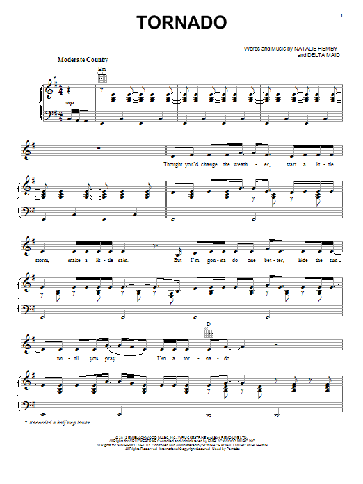 Little Big Town Tornado sheet music notes and chords. Download Printable PDF.