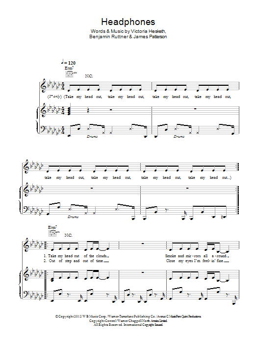 Little Boots Headphones sheet music notes and chords. Download Printable PDF.