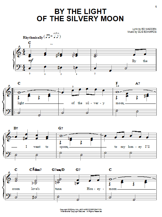 Little Richard By The Light Of The Silvery Moon Sheet Music Pdf Notes Chords Rock Score Easy Piano Download Printable Sku 27163