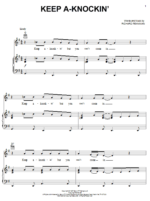 Little Richard Keep A-Knockin' sheet music notes and chords. Download Printable PDF.