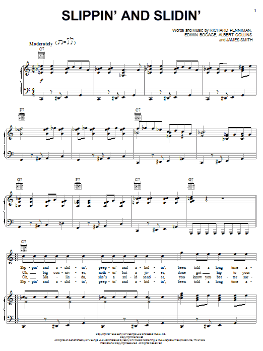 Little Richard Slippin' And Slidin' sheet music notes and chords arranged for Lead Sheet / Fake Book