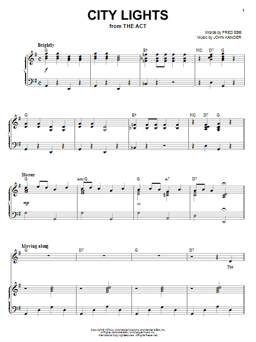 Learn to play Liza Minnelli City Lights sheet music for Piano & Vocal in minutes. Liza Minnelli City Lights sheet music notes and chords. Download Printable PDF.