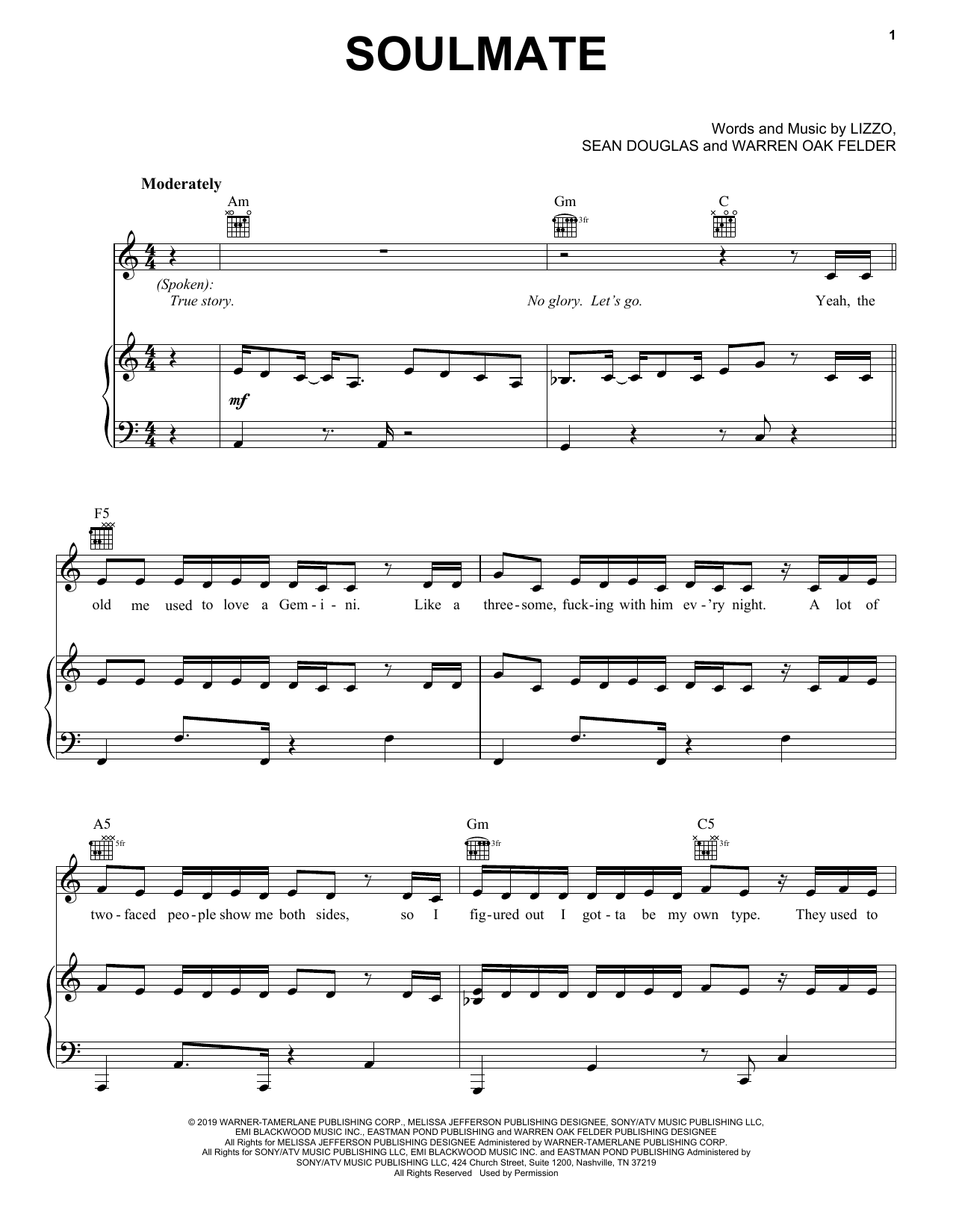 Lizzo Soulmate sheet music notes and chords. Download Printable PDF.