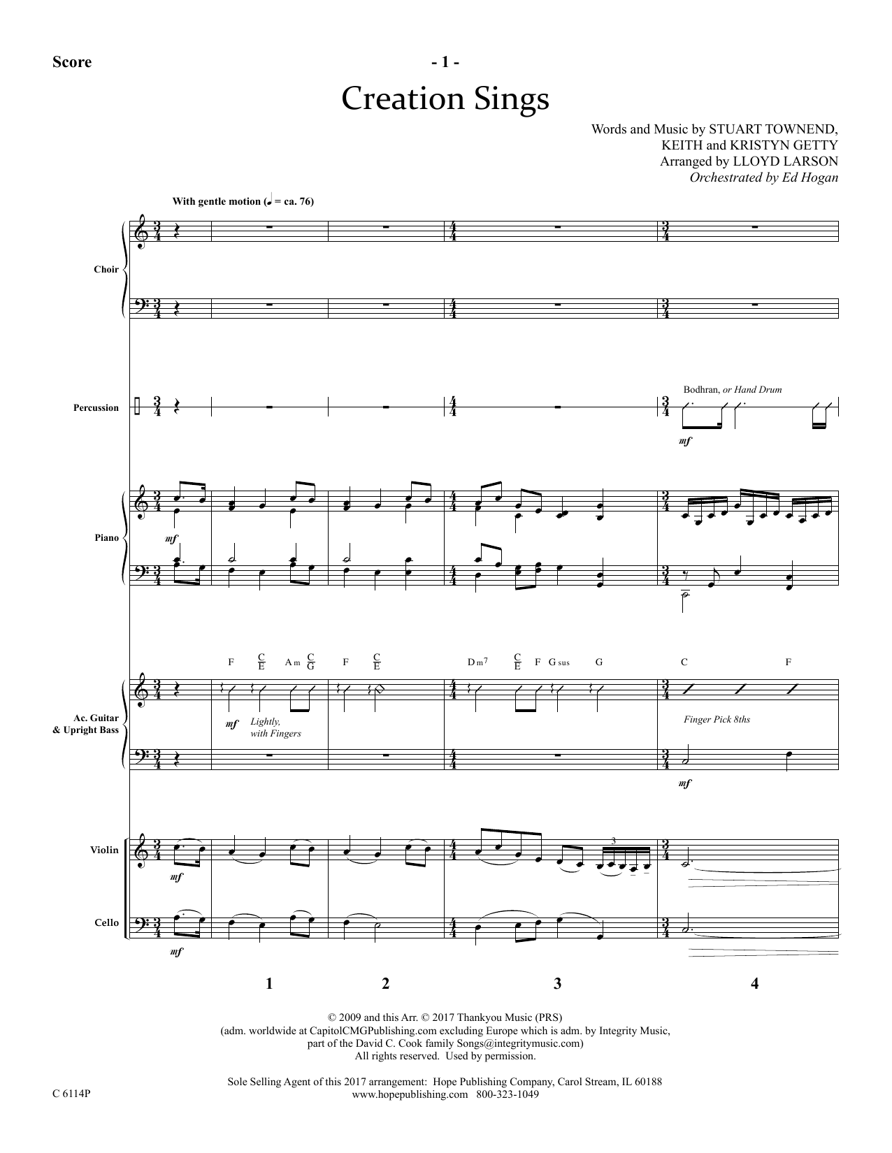 Learn to play Lloyd Larson Creation Sings - Full Score sheet music for Choir Instrumental Pak in minutes. Price: 26.9900$ Lloyd Larson Creation Sings - Full Score sheet music notes and chords arranged for Choir Instrumental Pak