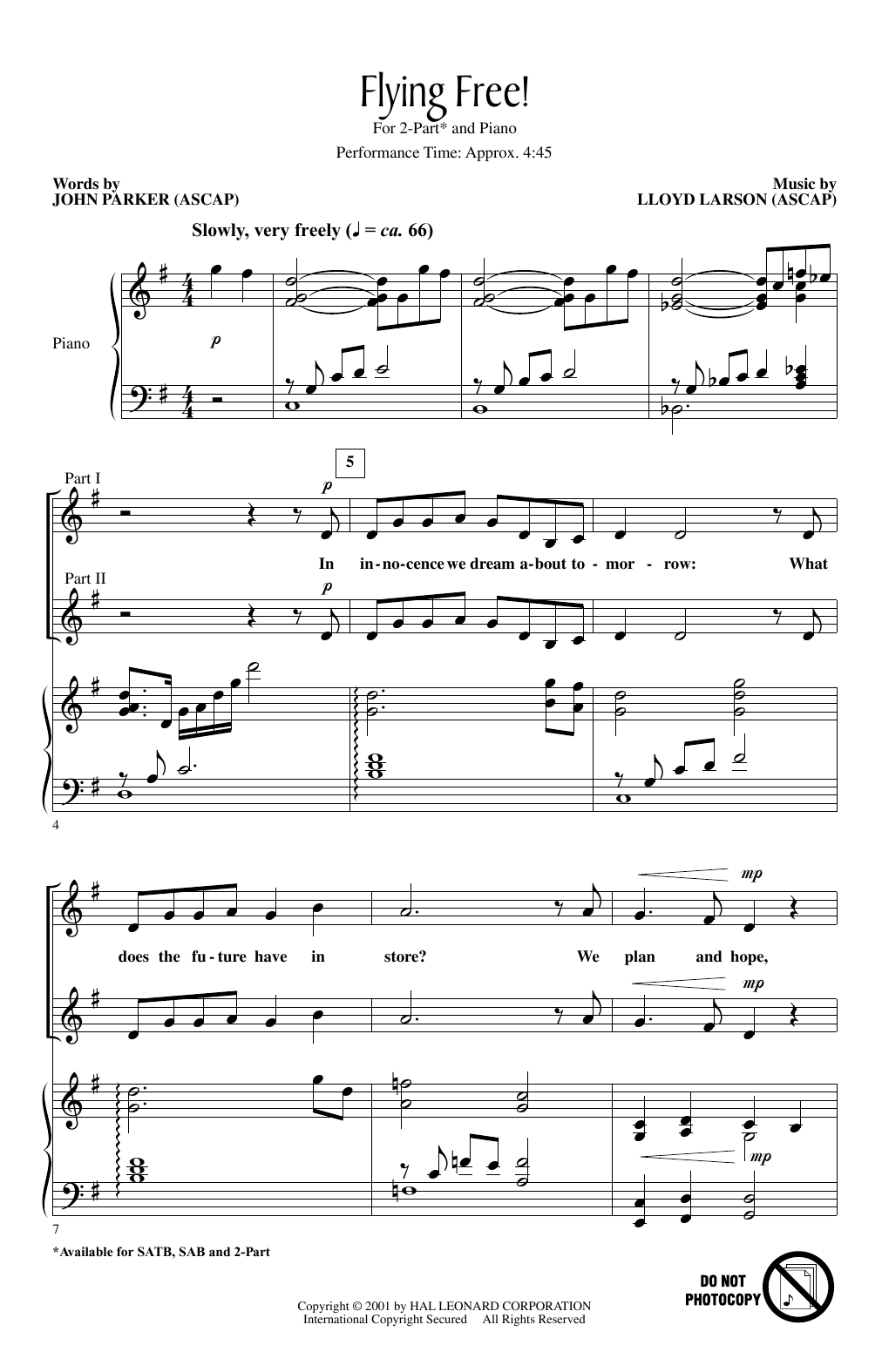Lloyd Larson Flying Free Sheet Music Pdf Notes Chords Concert Score Satb Choir Download Printable Sku 195640