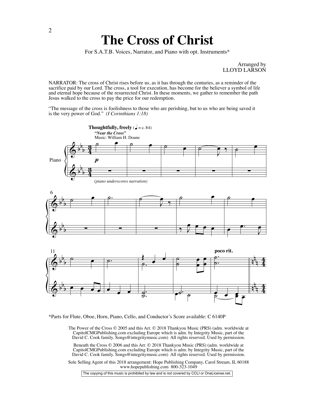 Learn to play Lloyd Larson The Cross Of Christ sheet music for SATB Choir in minutes. Price: 3.9900$ Lloyd Larson The Cross Of Christ sheet music notes and chords arranged for SATB Choir
