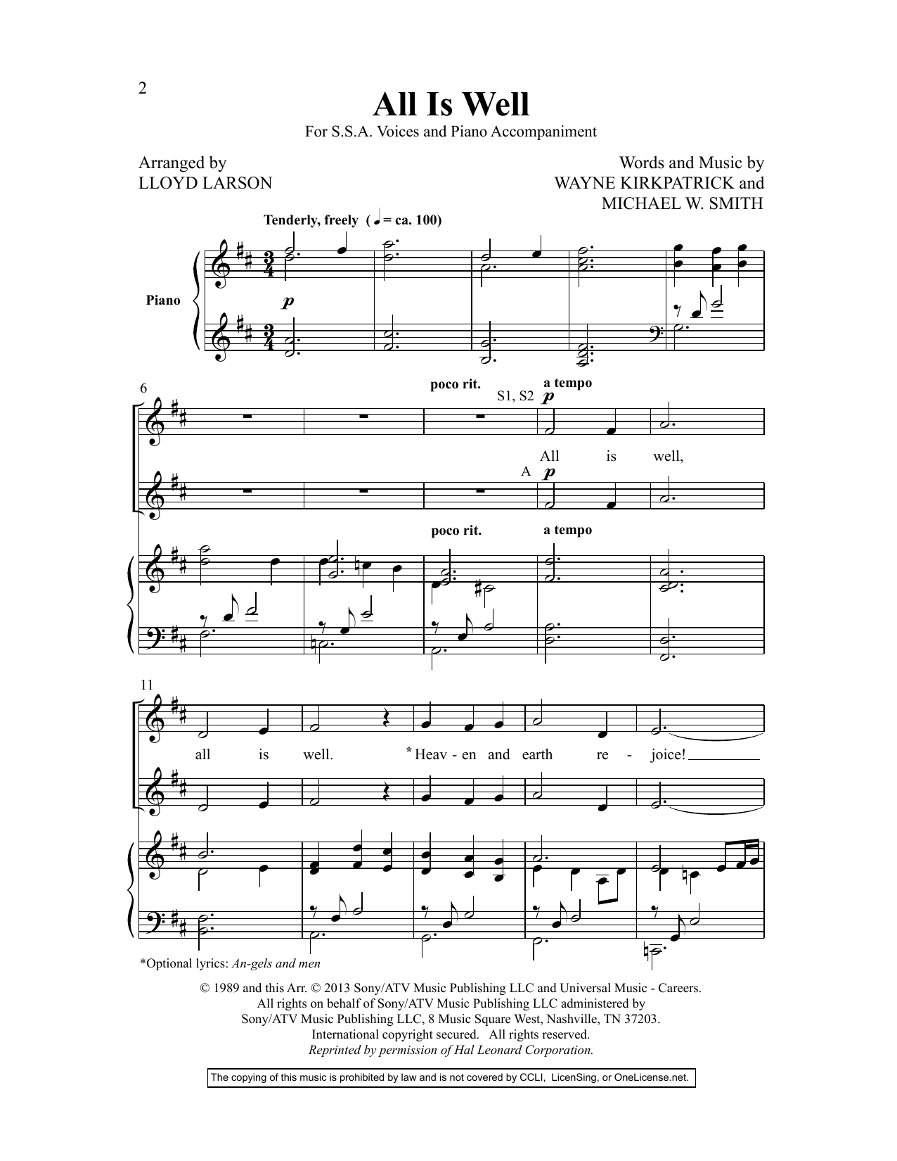Learn to play Lloyd Larson Women In Song IV sheet music for SSA Choir in minutes. Price: 8.9900$ Lloyd Larson Women In Song IV sheet music notes and chords arranged for SSA Choir