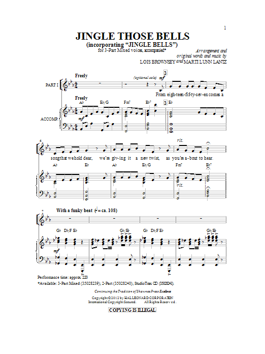 Lois Brownsey Jingle Those Bells sheet music notes and chords. Download Printable PDF.