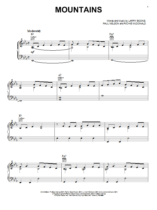 Lonestar Mountains sheet music notes and chords. Download Printable PDF.