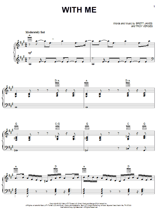 Lonestar With Me sheet music notes and chords. Download Printable PDF.